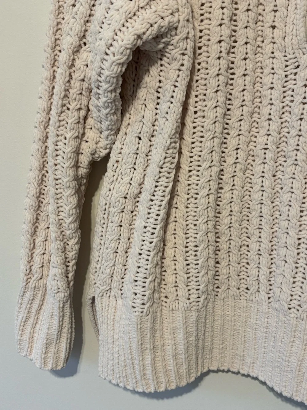Aerie Women's Chunky Cream Oversized Quarter Zip Cable Knit Sweater Size XS